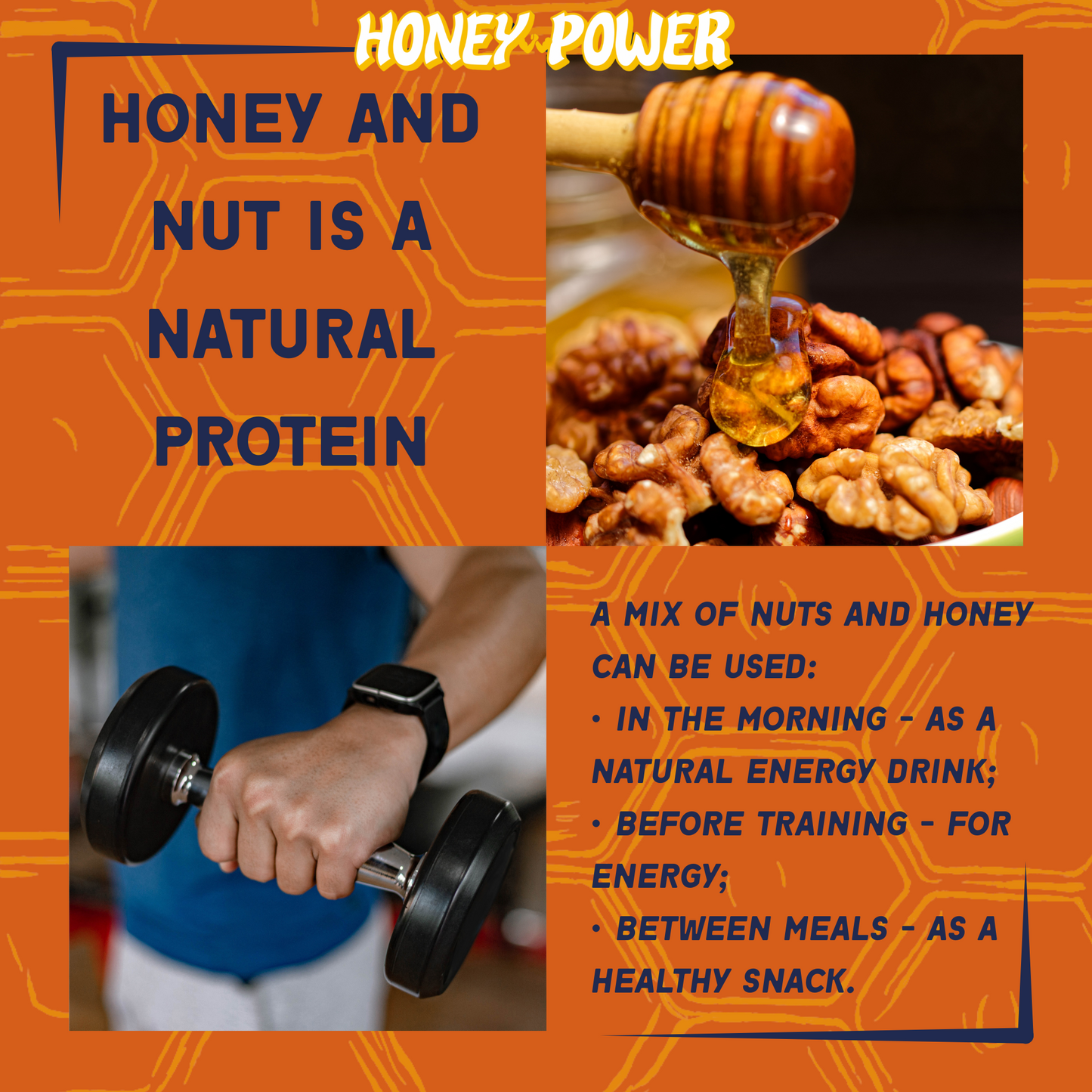 Honey Power with Pecans - Natural Honey | Protein in Every Nut | Energy Boost for Gym | Fitness Recovery Food | Muscle Support | No Added Sugar | Gluten-Free | 12 oz