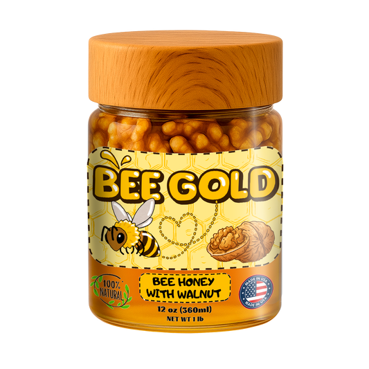 Bee Gold Raw Honey with Whole Walnuts 12 oz